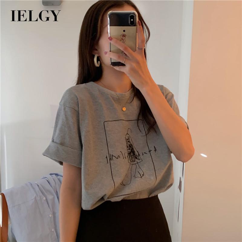 Áo Thun Tay Ngắn Dáng Rộng In Họa Tiết Hoạt Hình Phong Cách Hàn Quốc Thời Trang Mùa Hè Cho Nữ