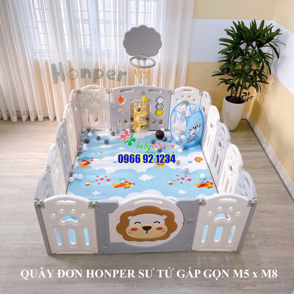 Quây bóng nhựa mẫu sư tử gấp gọn cho bé Honper - Tặng kèm thảm và bóng