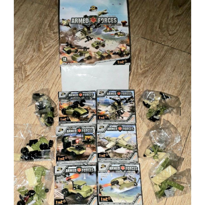 Sét Lắp ráp 10 hộp Lego_Biệt đội Sao Đỏ xe tàu máy bay 52004Y có nhiều chi tiết bằng nhựa rất đẹp