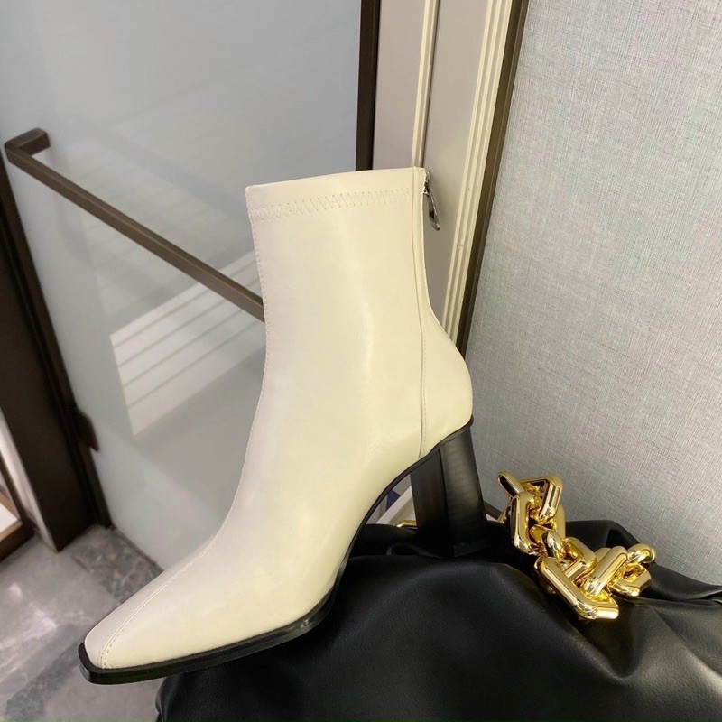 Bốt boot lửng da lì gót trụ fullbox hàng quảng châu cao cấp