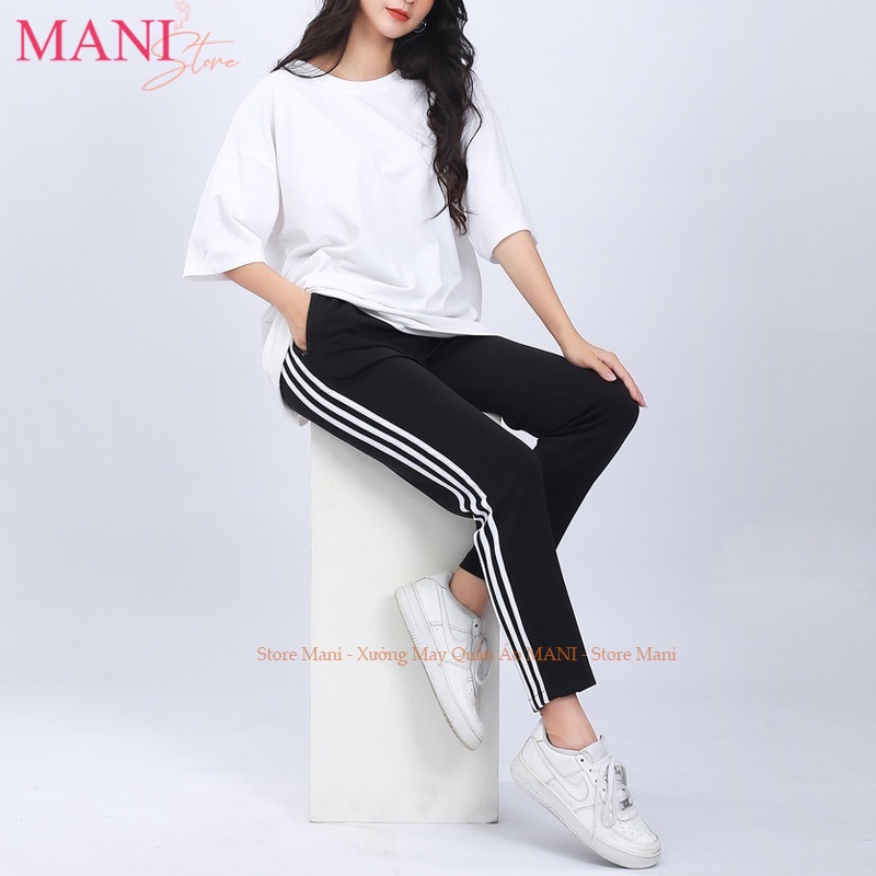 Quần thể thao 3 sọc nữ dây rút chất umi hàn dày dặn co dãn kiểu dáng jogger nữ bo gấu mặc đi tập gym yoga chạy bộ học