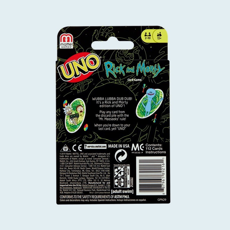 UNO Rick and Morty Card Game Bộ Bài Uno Rick Và Morty