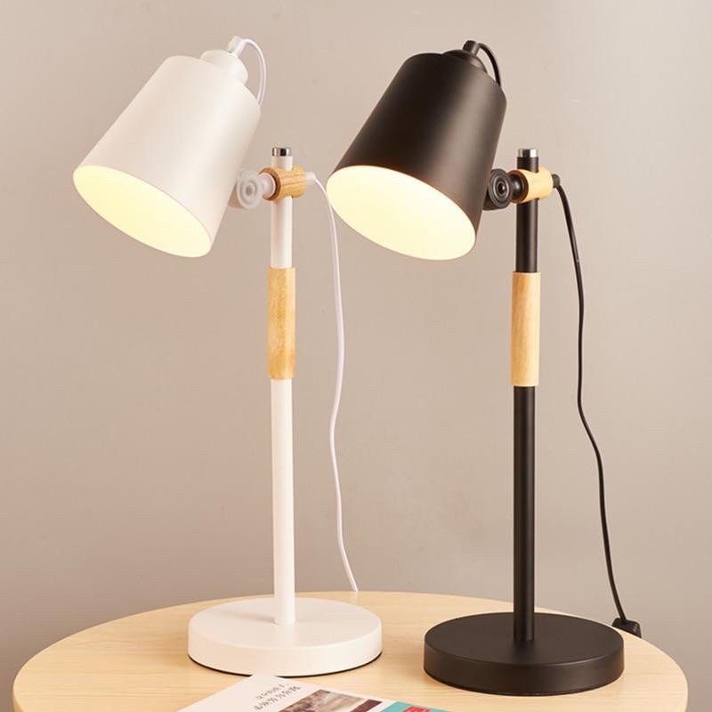 Đèn đọc sách trang trí bàn làm việc kết hợp gỗ tự nhiên mã 7011 màu trắng đen ánh sáng vàng