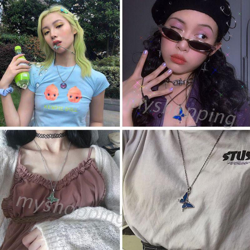 Dây Chuyền Mặt Hình Bướm Đính Đá Thay Đổi Màu Sắc Theo Tâm Trạng