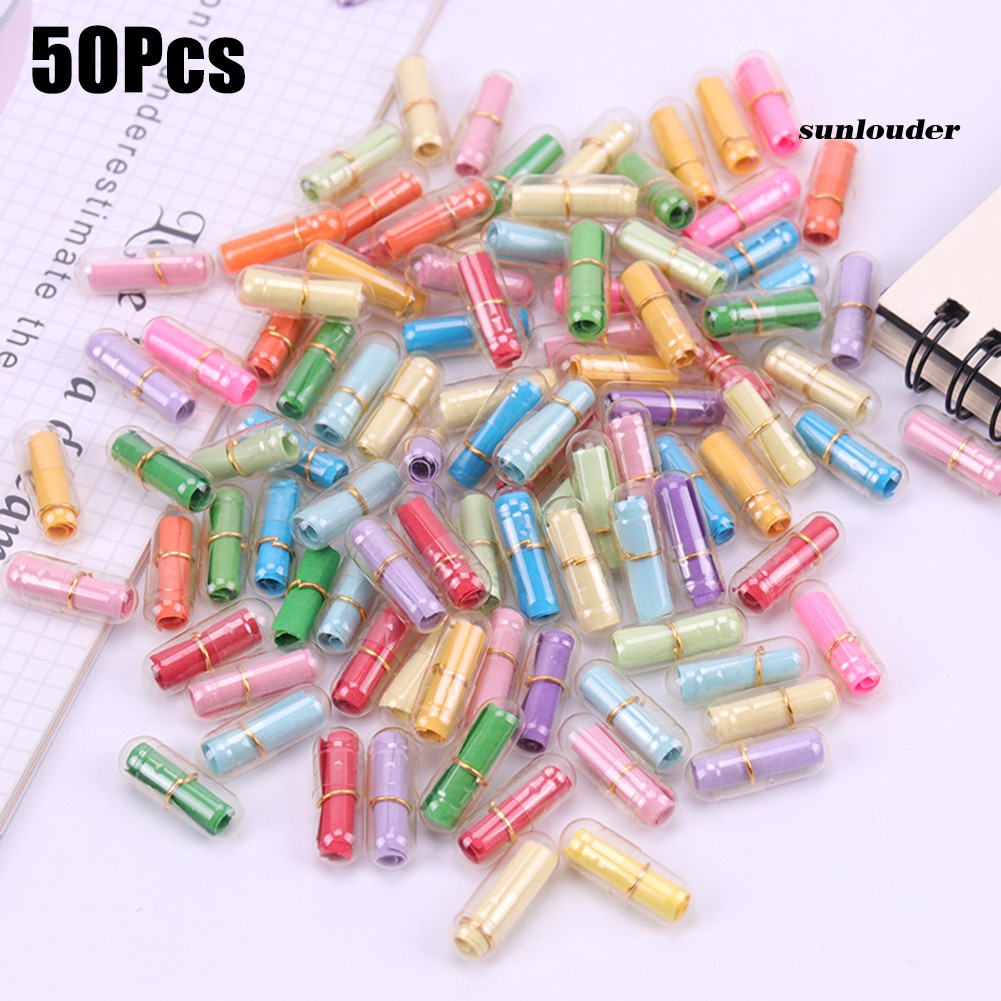 Set 50 hộp đựng giấy ghi lời nhắn hình viên thuốc dễ thương
