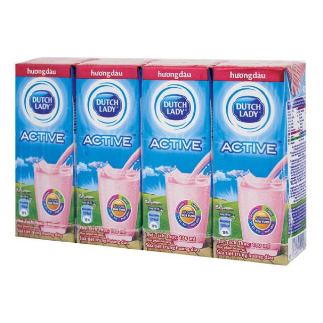LỐC 4 HỘP SỮA CÔ GÁI HÀ LAN DUTCH LADY CÓ ĐƯỜNG/ SOCOLA 180ML