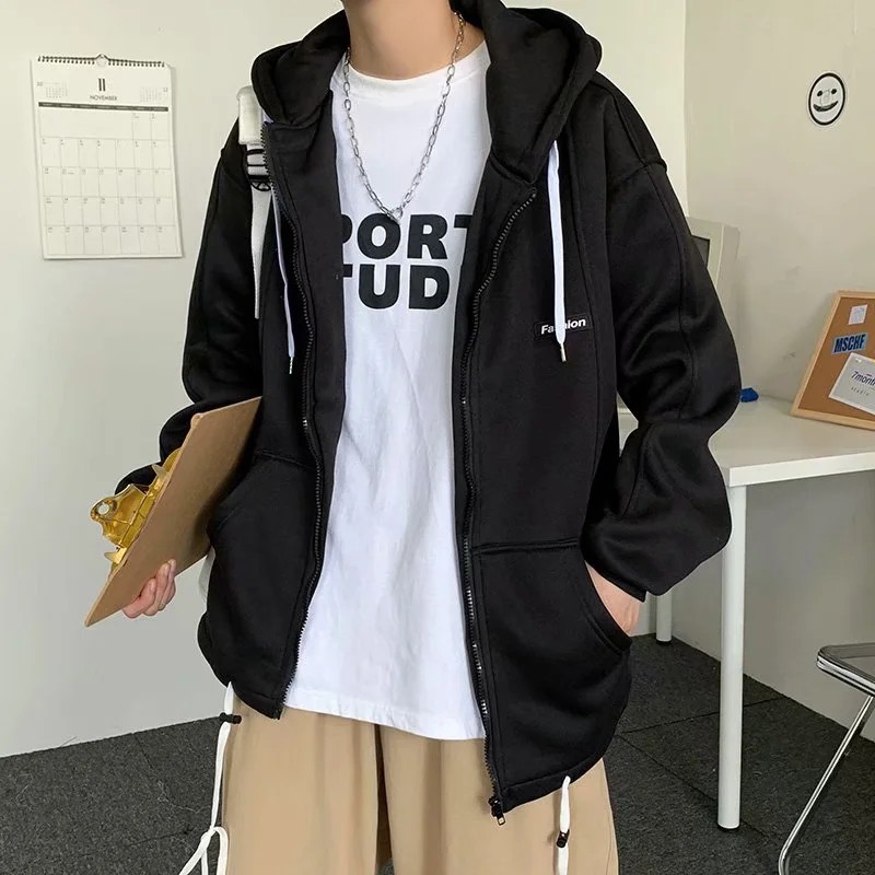 Áo khoác hoodie giữ ấm thiết kế màu trơn size M-2Xl phong cách mùa thu đông cho cặp đôi