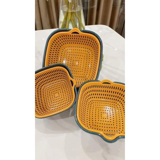 Set 3 rổ nhựa VUÔNG , tặng kèm 3 chậu nhựa PP,💖FREESHIP💖,giá chỉ 60k