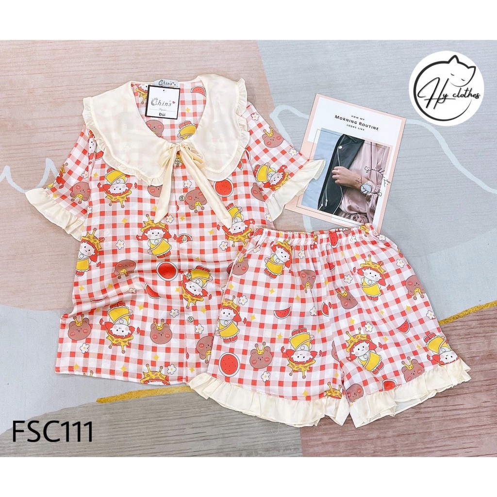 BỘ LỤA NỮ CỔ BẺ VIỀN tiểu thư mềm mịn siêu mát / pyjama