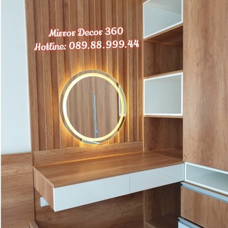 Gương tròn đèn led 3 màu cao cấp tăng giảm cường độ sáng mirror decor 360