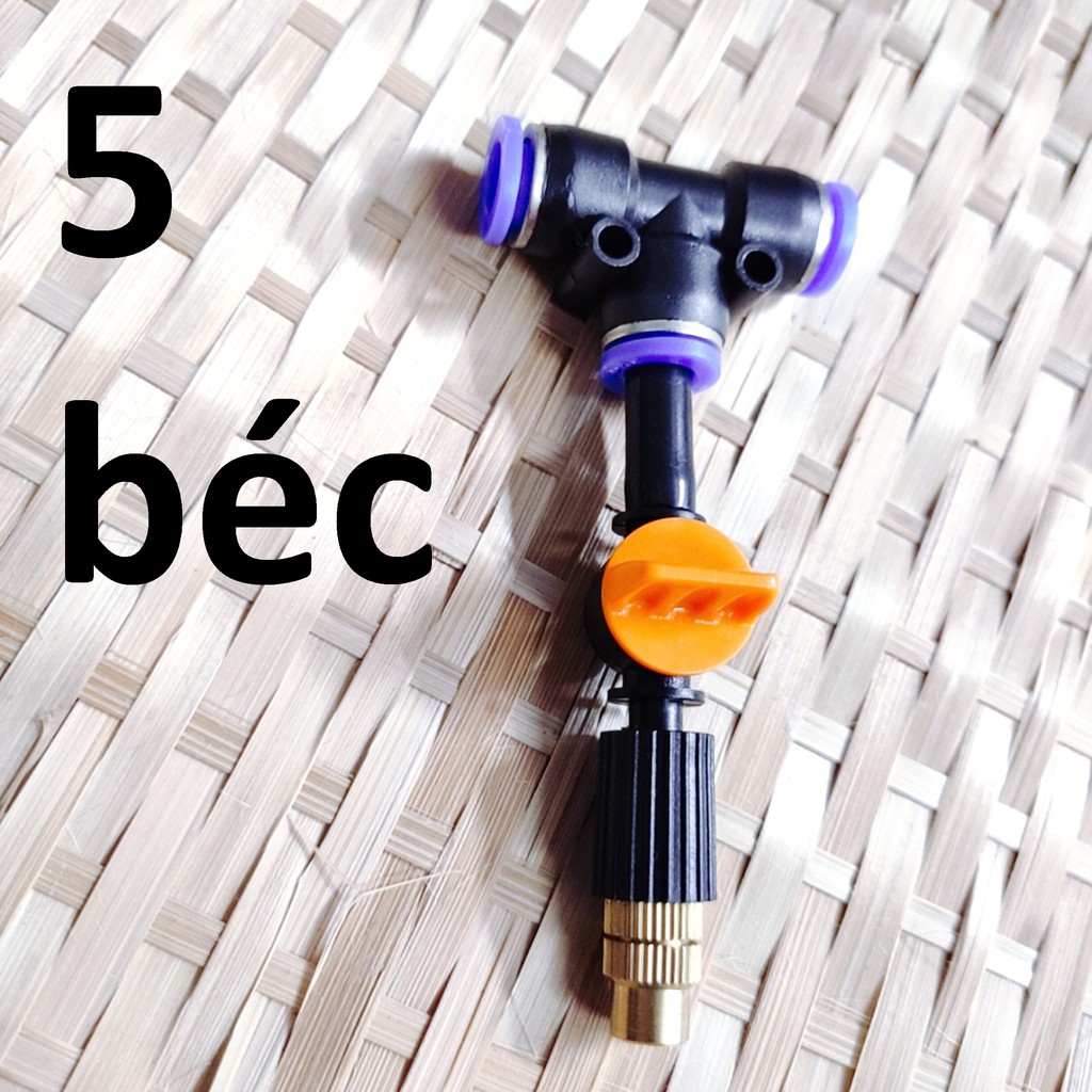 5 Béc tưới cây, phun sương 1 tia đồng, có van khóa đầu béc, kết nối ống 8mm