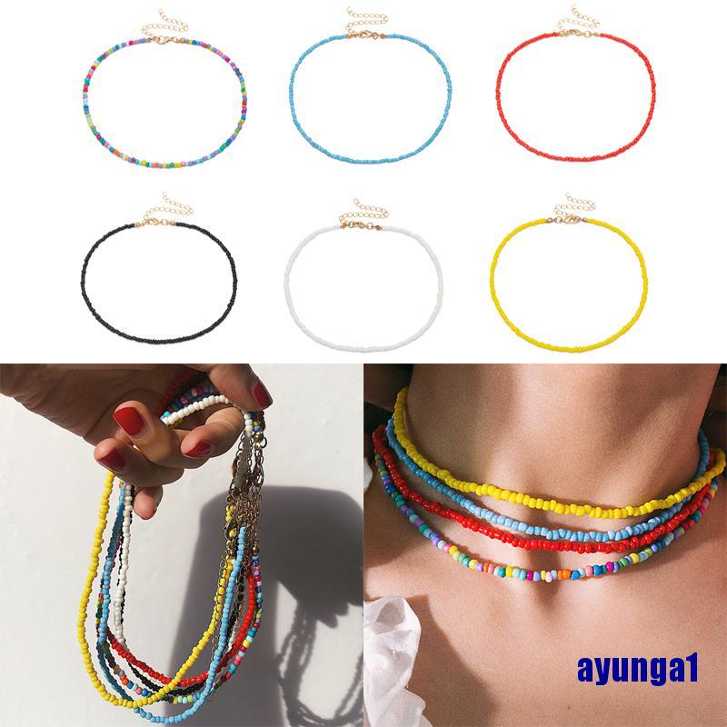 (ayunga1) Fashion Women Bohemia Colorful Beads Pendant Chain Charm Choker Necklace Jewelry