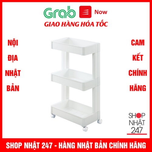 [Hỏa Tốc HN] Giá Để Đồ Thông Minh 3 Tầng Có Bánh Xe Trắng Nhật Bản