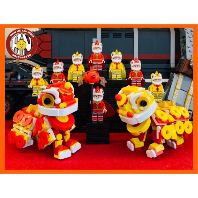 Minifigures - Cosplay - Múa Lân - Lân đỏ + Lân vàng - Hàng chất lượng cao - Ảnh thật - Non lego !