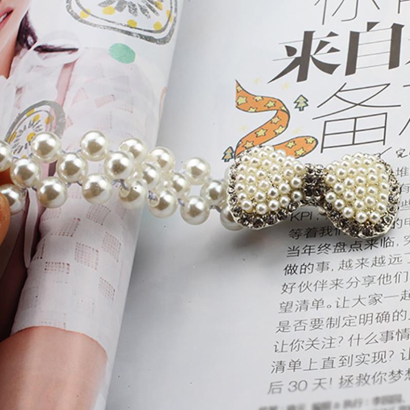 Thắt lưng co giãn đính hạt giả ngọc trai