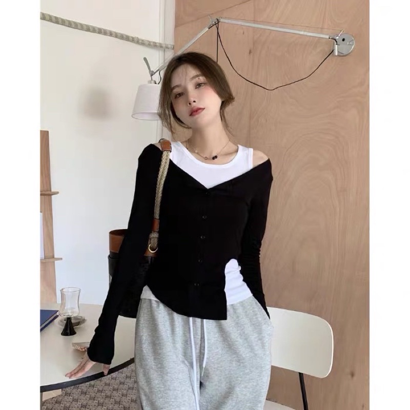 Áo thun nữ tay dài có lót áo 3 lỗ bên trong, áo kiểu kín đáo xin xắn không hở, thun thoáng mát - clothing for girl