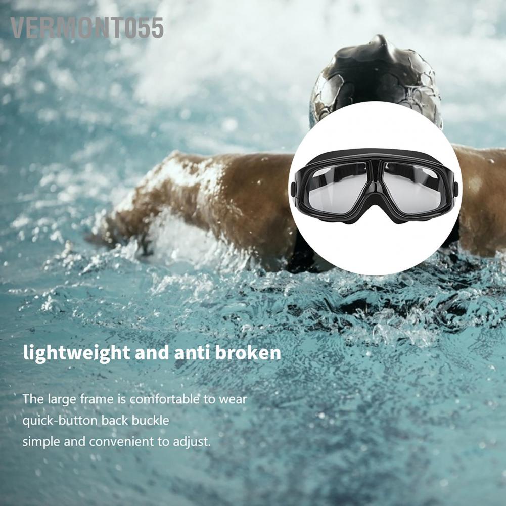 Hàng Hot Kính bơi khung lớn mạ điện Chống sương mù Silicone Bơi cận thị độ nét cao Hàng giao ngayVermont055