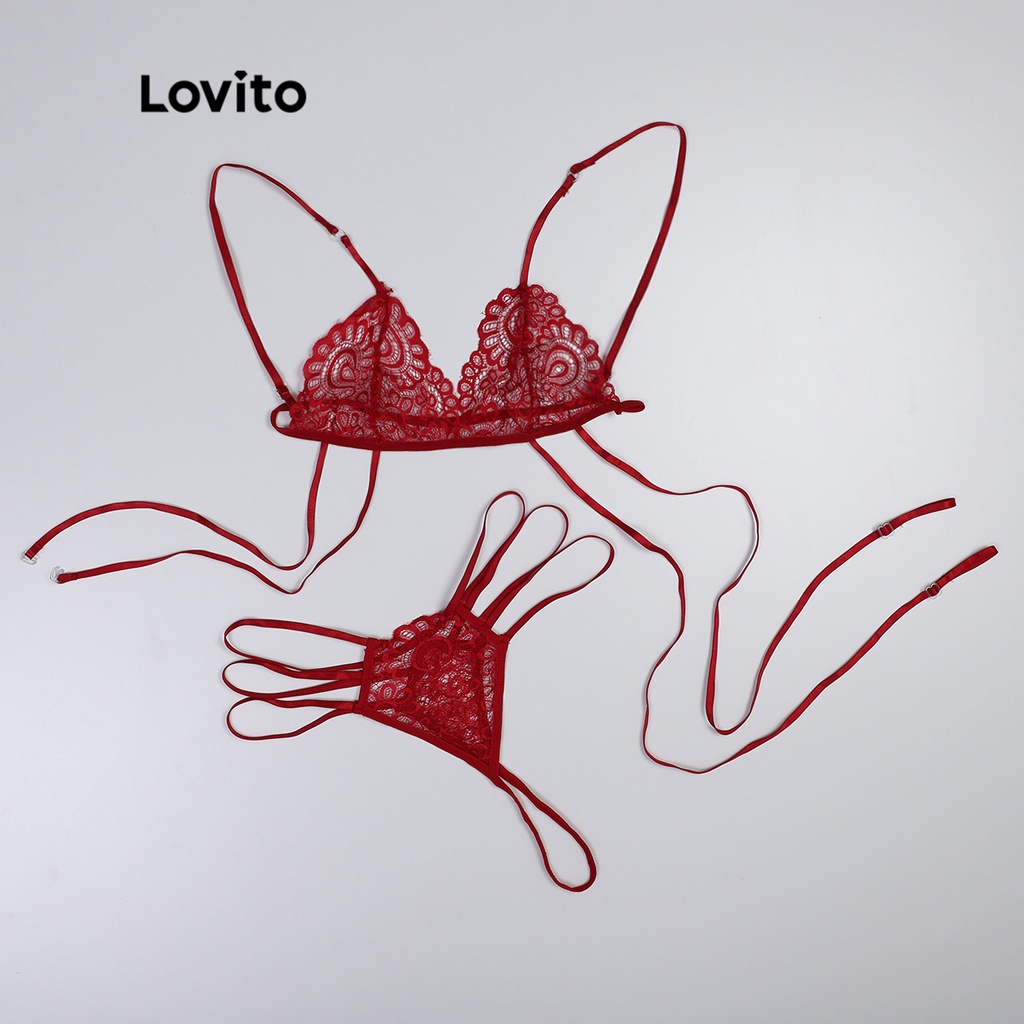 Lovito Áo lót ren không gọng ôm dáng gợi cảm L00003 (Trượu đỏ rượu vang) | BigBuy360 - bigbuy360.vn