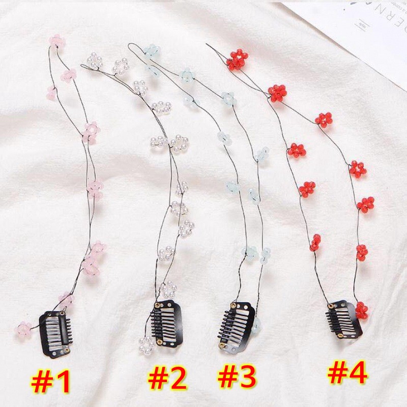 Kẹp tóc đầu lược thiết kế gắn dây hoa dễ thương