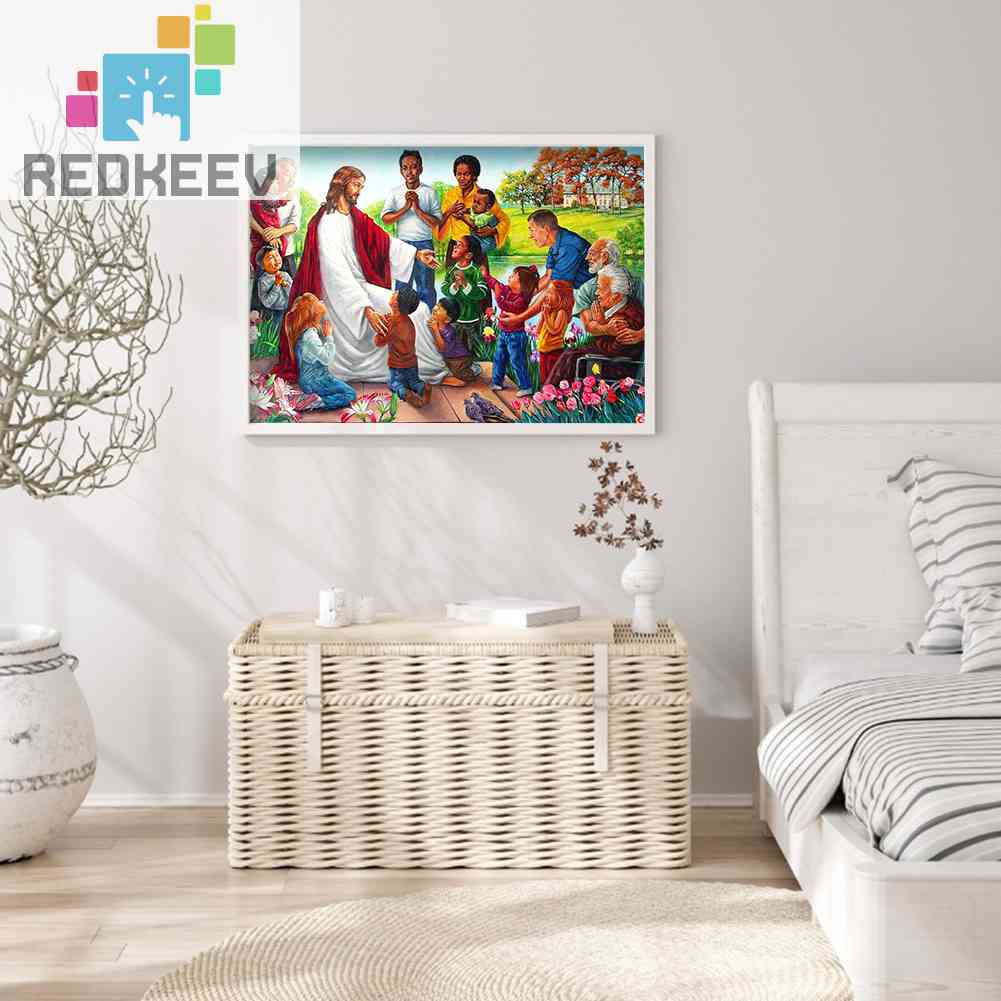 Bộ Tranh Đính Đá Tròn Toàn Diện Họa Tiết Chúa Jesus Độc Đáo DIY