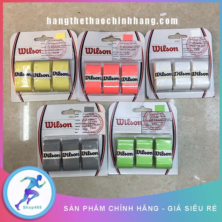 Quấn cán vợt Wilson dành cho tennis, cầu lông – Bám tay, chống trơn (Vỉ/ 3 cái)v