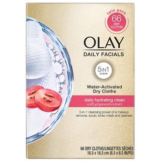 Khăn Tẩy Trang Và Dưỡng Ẩm Da 5 in 1 Olay Daily Facials Deeply Purifying / Daily Hydrating Clean 66 miếng