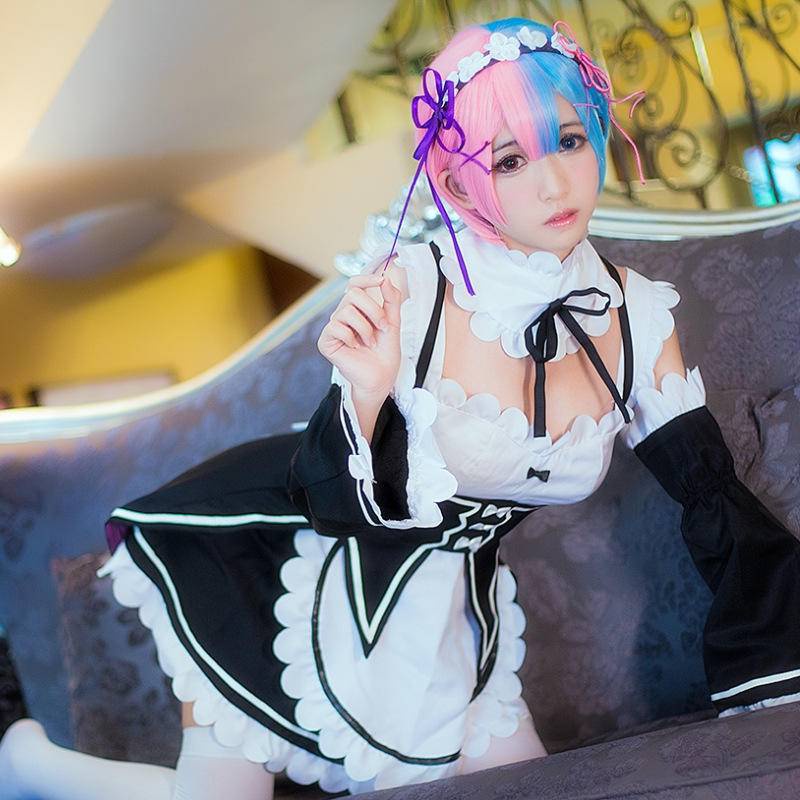 Ram Rem cos suit Rem maid outfit Ram maid outfit Lolita outfit A different world life from scratch cosplay women's clothing boss