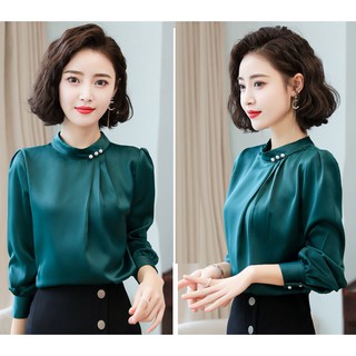 áo sơ mi nữ dài tay , áo sơ mi lụa nữ - TA90