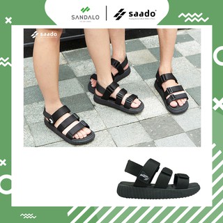 Sandal Saado Beast BE03 Black Wolf (full đen) nam nữ - Dép quai hậu đế yezi thời trang, phù hợp đi học, đi làm