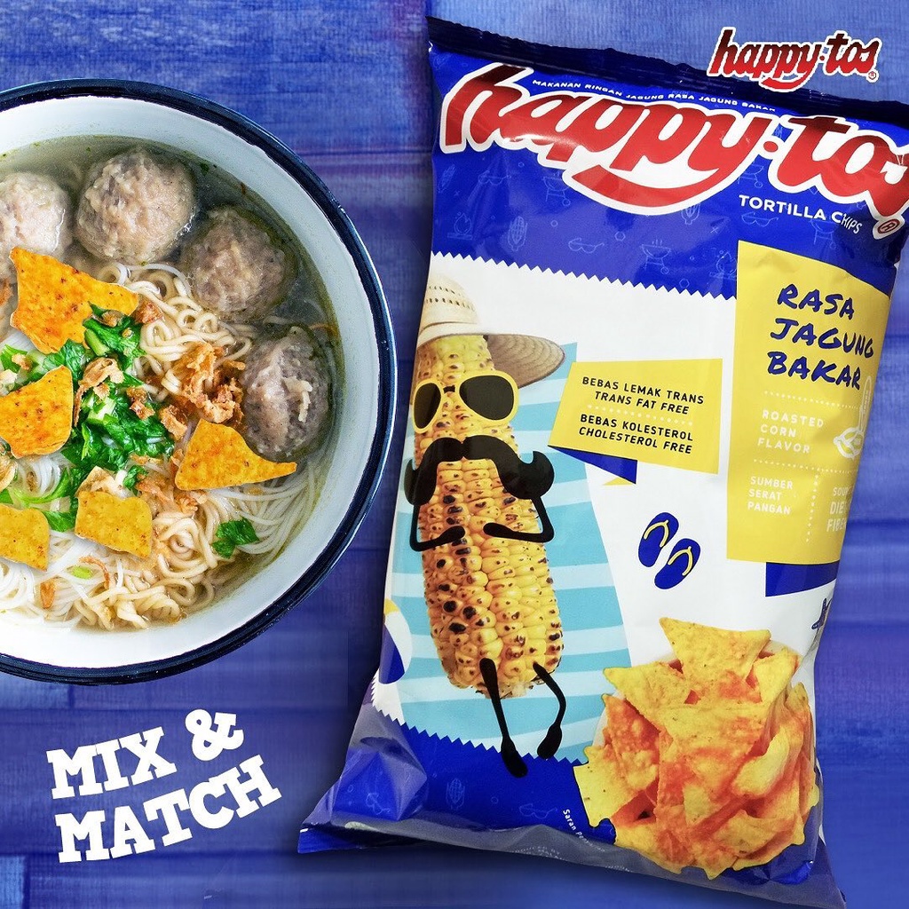 Snack Bắp Ăn Liền Happy Tos Đủ Vị Gói 140g - Nhập Khẩu Indonesia