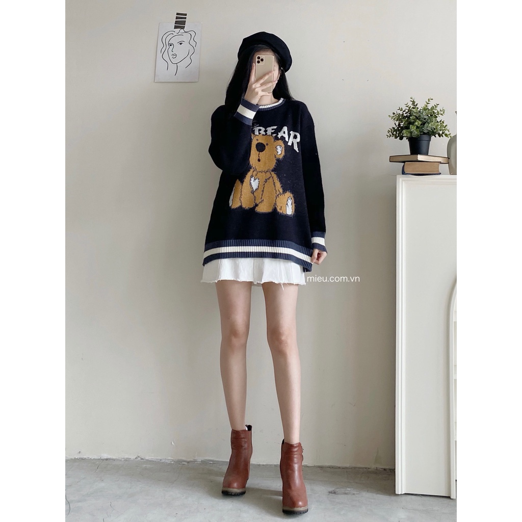 [ Miều ] Áo len hình con gấu Hi Bear