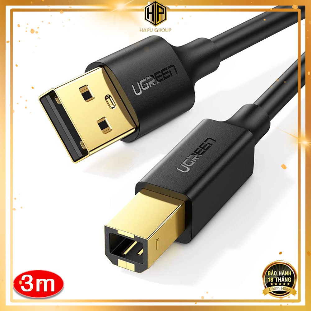 Cáp máy in Ugreen 10351 dài 3m chuẩn USB 2.0 cao cấp - Hapugroup