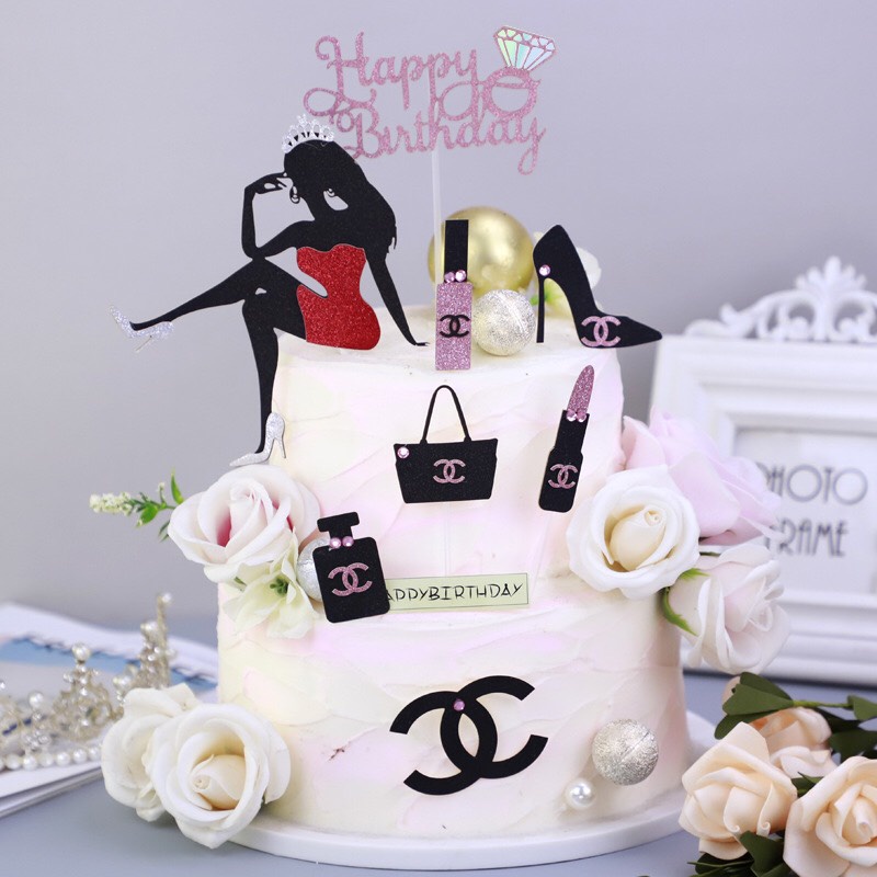 Trang trí bánh sinh nhật, bánh kem - Cô gái son giầy nước hoa cao cấp