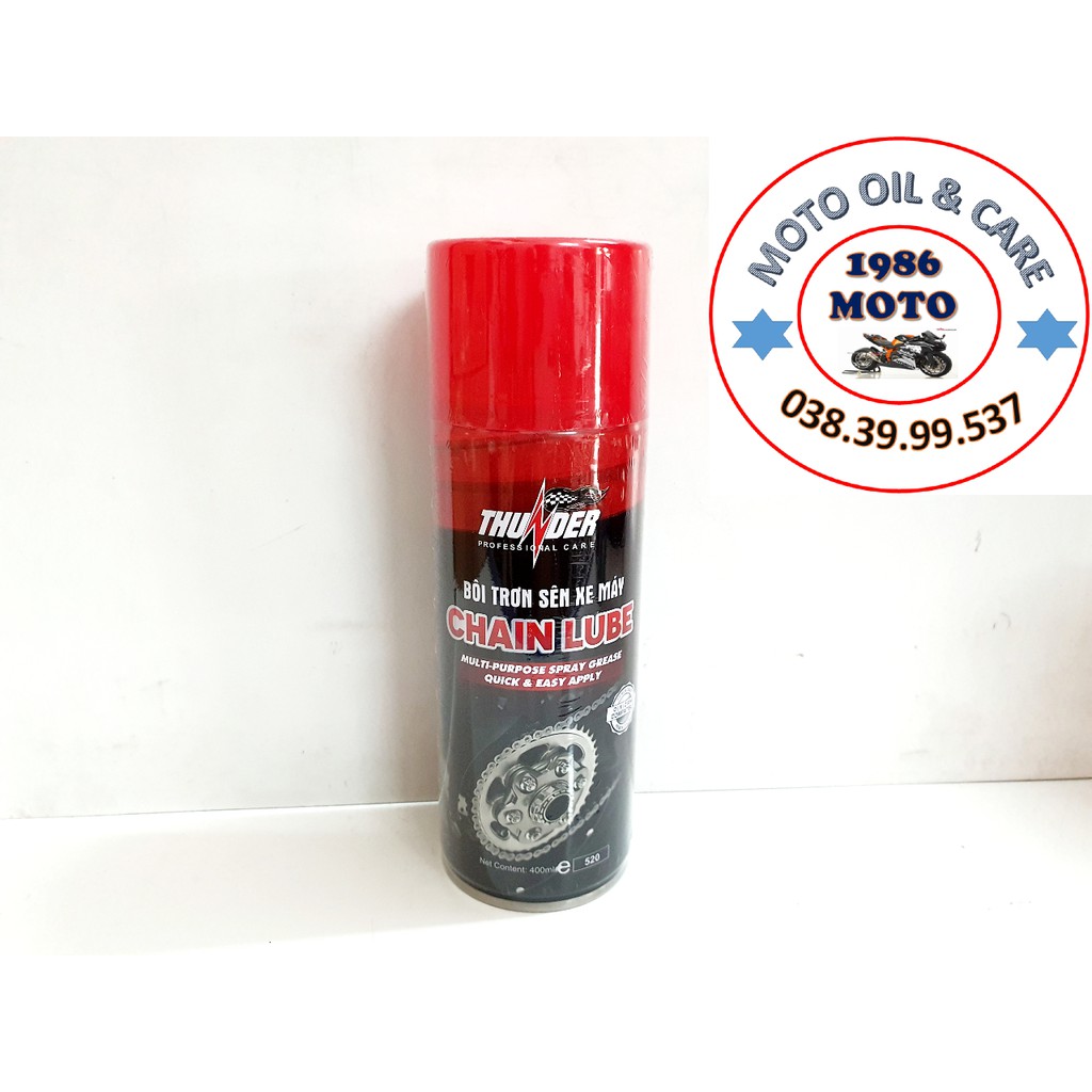 Chai xịt bôi trơn bảo dưỡng sên / xích xe mô tô Thunder Chain Lube 400ml