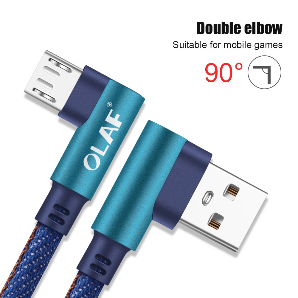 Dây cáp sạc nhanh góc vuông 2m cổng micro USB 2A chất lượng cao cho điện thoại Android