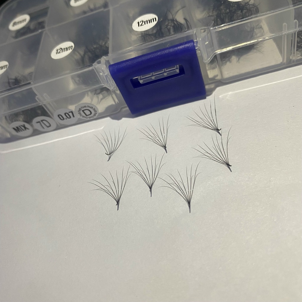 Mi FAN 7D C-CC  - D 0.07 MIX SIZE (8-&gt;13), (8-&gt;15)mm (1000fan)_dụng cụ nối mi_THÚY HÀ