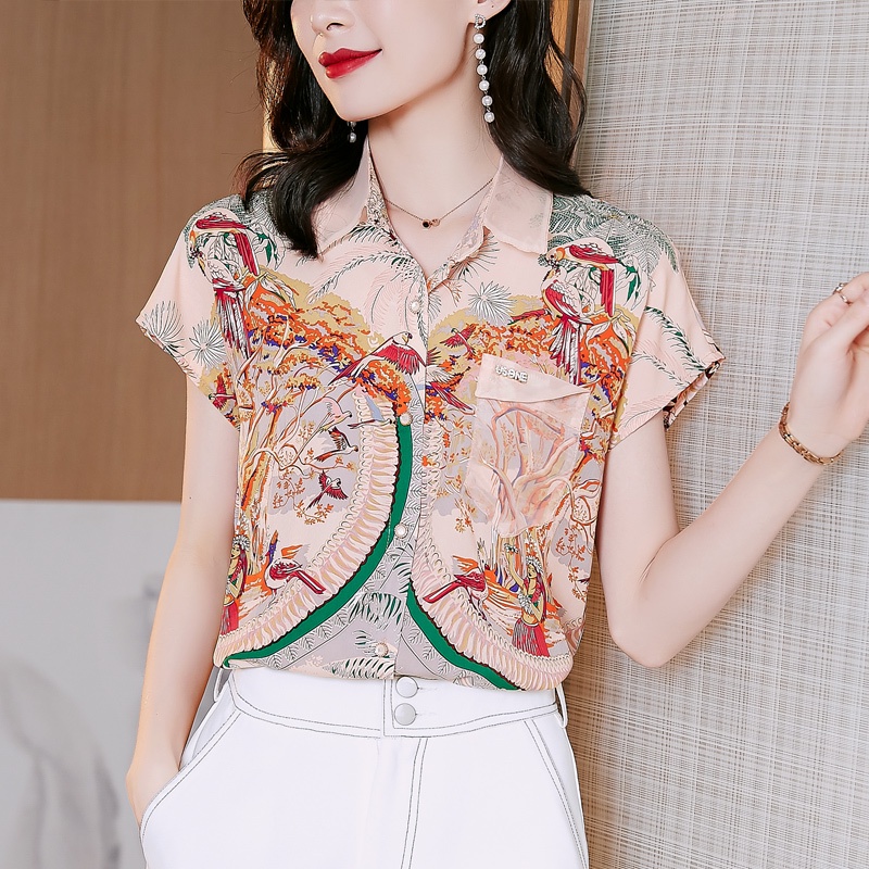 Áo Sơ Mi Tay Ngắn Cài Nút Họa Tiết Hình Học Thời Trang Mùa Hè Phong Cách Hàn Quốc Cho Nữ Size S-Xxl 2021