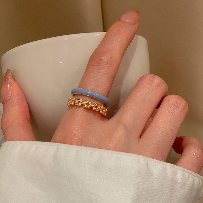 Bộ Nhẫn Hở Màu Xanh Dương Thiết Kế Gợi Cảm Cho Nữ