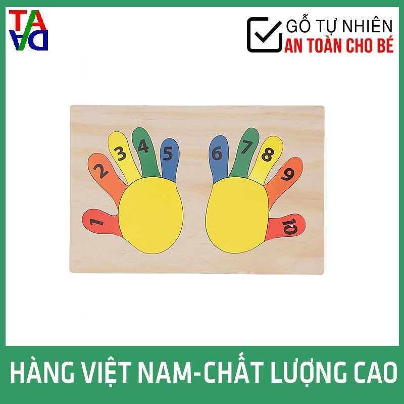 Đồ Chơi Gỗ VNXK Hợp Chuẩn, An Toàn Cho Bé - Tranh Ghép Hình Học Số - Học Chữ