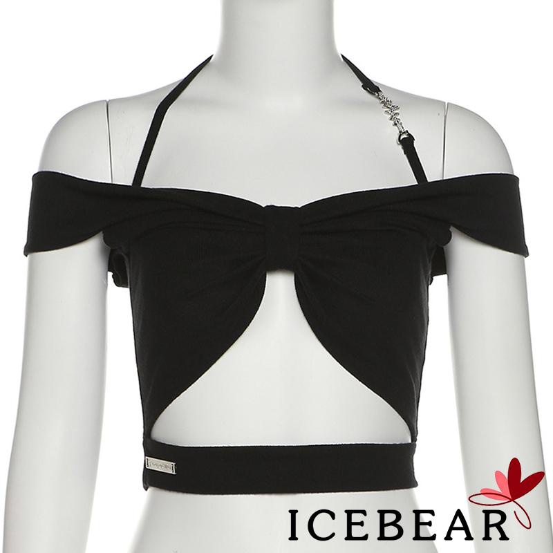 Áo Croptop Trễ Vai Màu Sắc Trơn Thiết Kế Cột Dây Nơ Thời Trang Mùa Hè Dành Cho Nữ