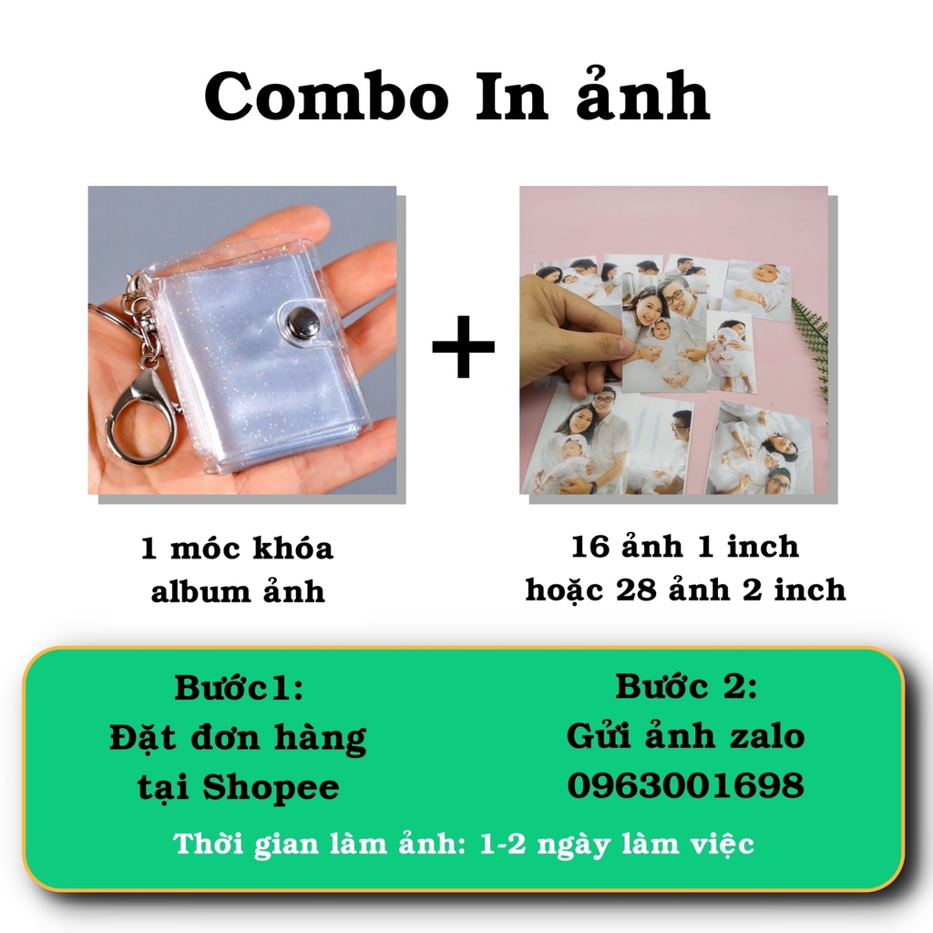 Móc khóa album ảnh và in ảnh theo yêu cầu mini 1 inch, 2 inch dễ thương độc lạ để chìa khoá xe máy tại Tú Vy Studio