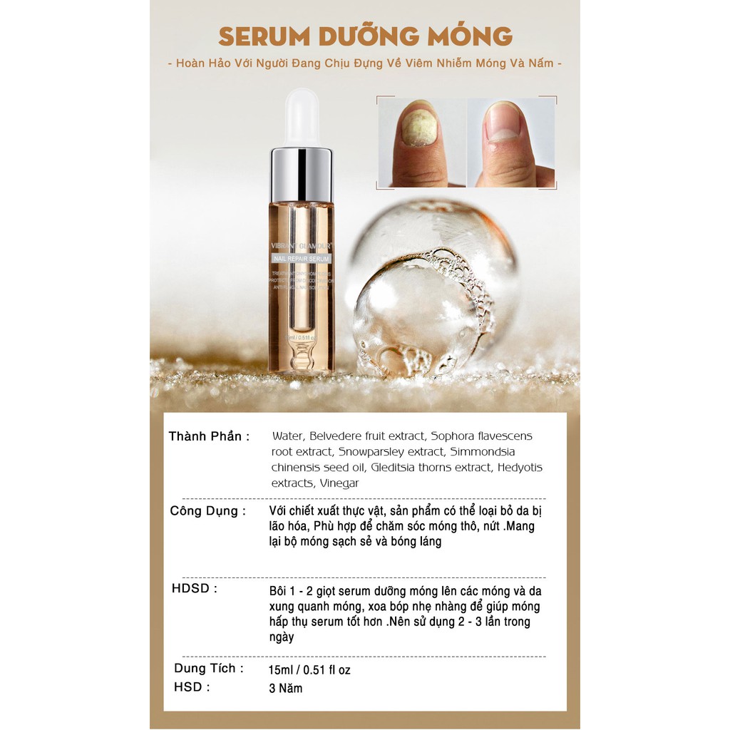 VIBRANT GLAMOUR Serum Phục Hồi Móng - Chống nấm - Tẩy da chết - Phục Hồi Nấm móng Loại bỏ Móng Hư Tổn Chăm sóc móng