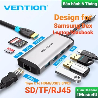 Mua Bộ cáp chuyển đổi Hub 8 in 1 USB Type C to sang HDMI 4K USB3.0 PD SD RJ45 Vention Ravpower Aukey cho Samsung dex Macbook