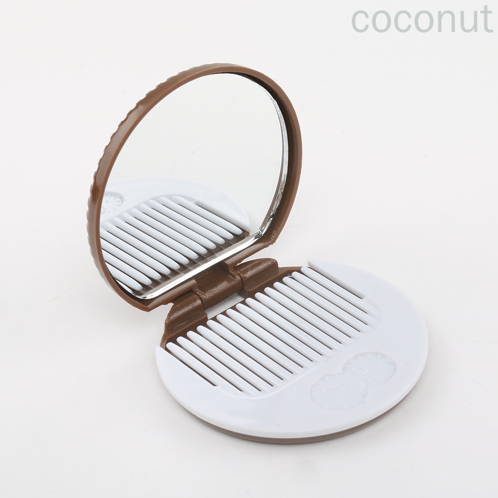 Gương trang điểm thiết kế hình bánh quy sô cô la có lược đáng yêu tiện lợi