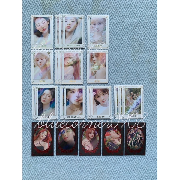 (có sẵn) ảnh và sticker dán và postcard the most card twice mina jihyo sana momo nayeon more and more what is love tyoy