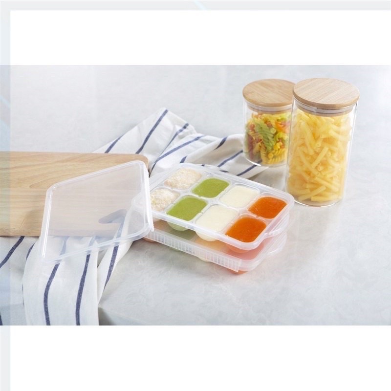 Khay trữ đông đồ ăn dặm cho bé, khay bảo quản đồ ăn dặm Inochi có nắp đậy an toàn vệ sinh tiện lợi