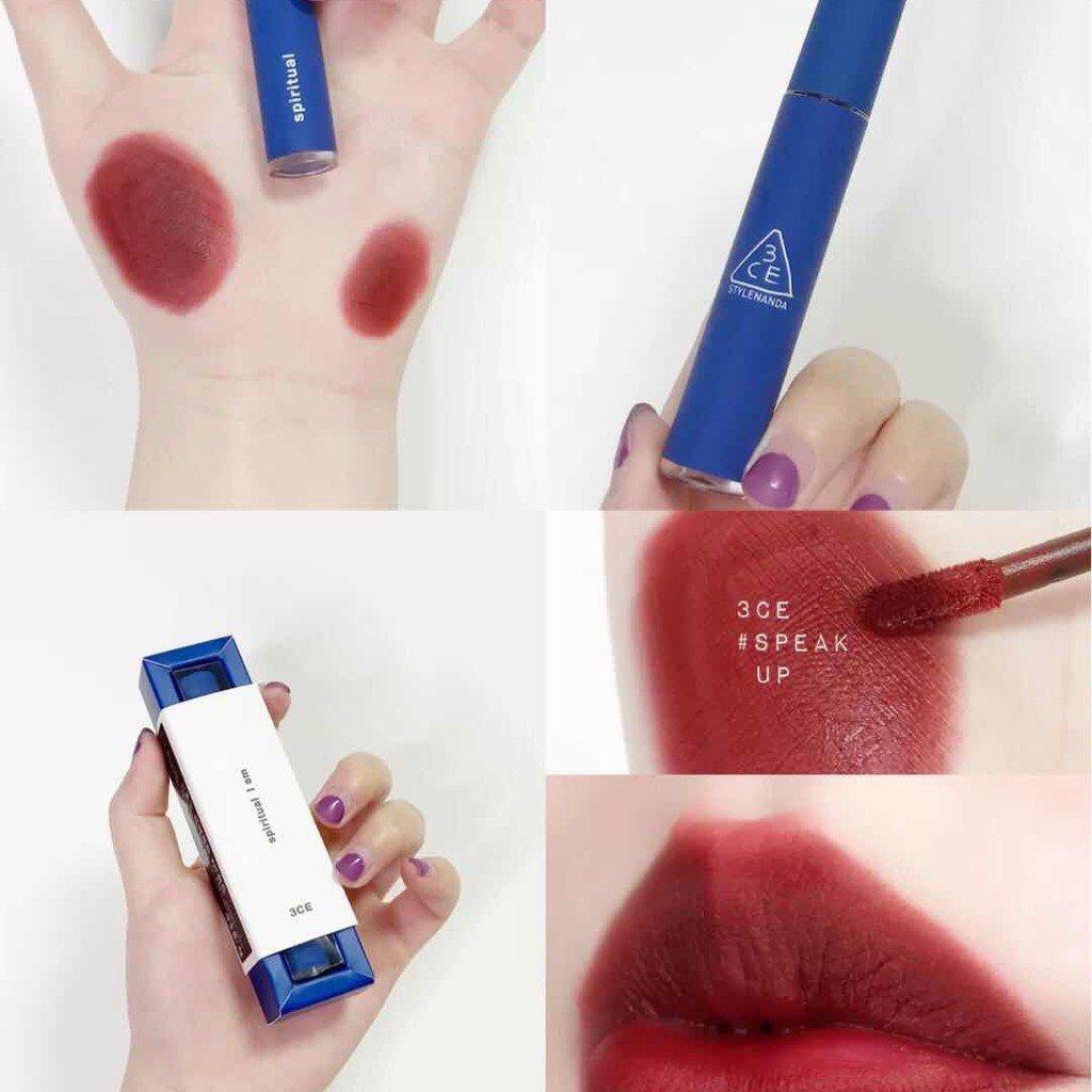 Son Kem Lì 3CE Vỏ Xanh Velvet Lip Tint Speak Up Màu Đỏ - Mẫu mới