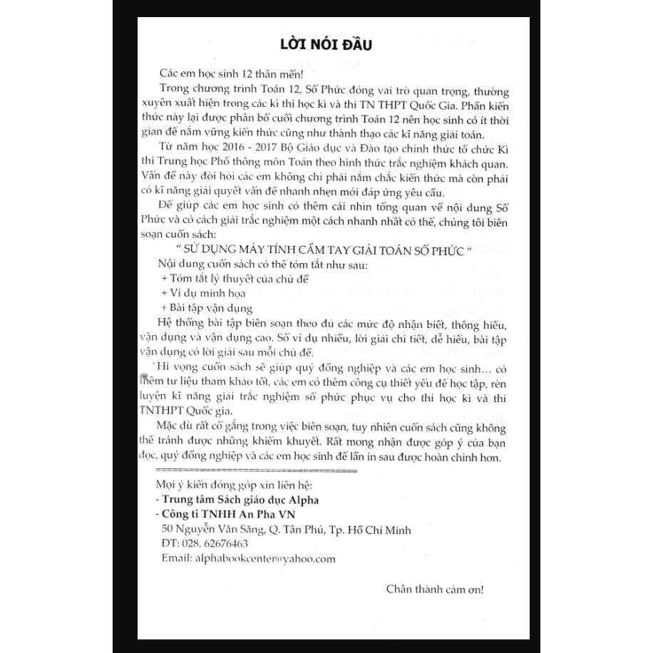 Sách - Sử Dụng Máy Tính Cầm Tay Để Giải Toán Số Phức