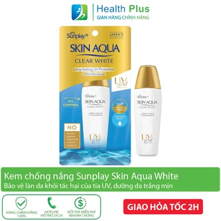 Kem chống nắng Sunplay Skin aqua White SPF50 25g nắp vàng dưỡng trắng cho da dầu hằng ngày