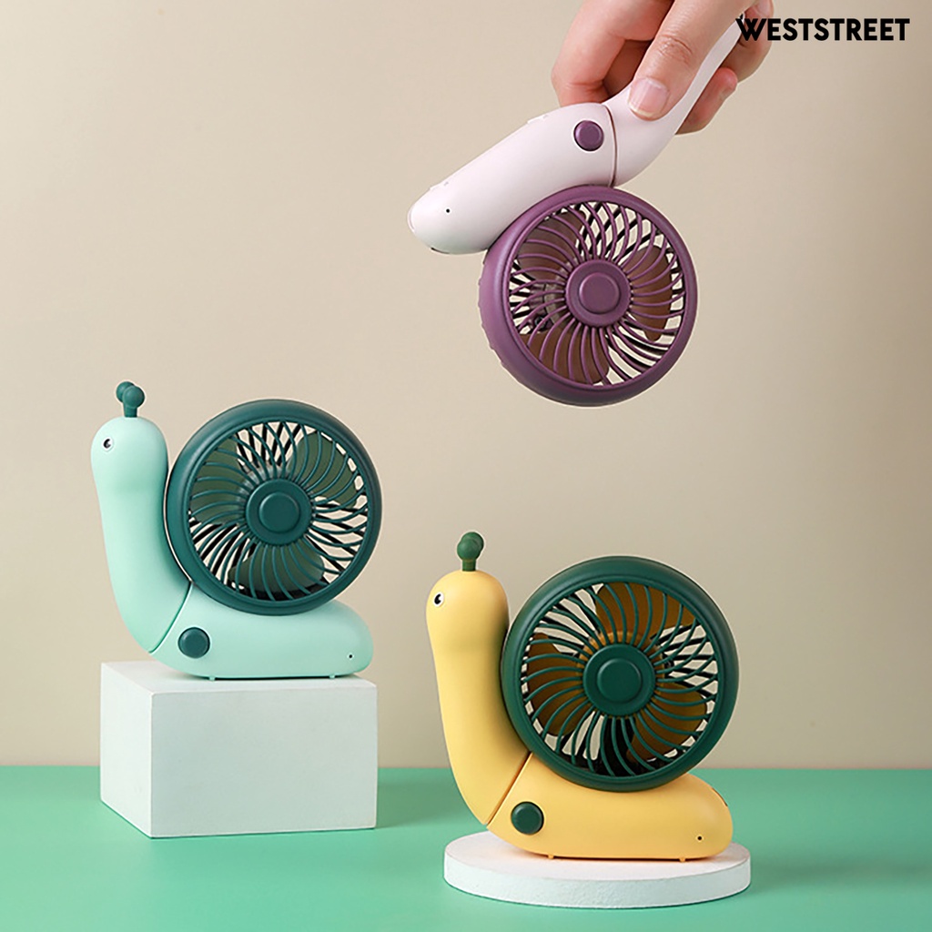 Quạt Làm Mát Mini Cầm Tay Hình Ốc Sên Hoạt Hình Sạc USB Không Gây Ồn Cho Văn Phòng